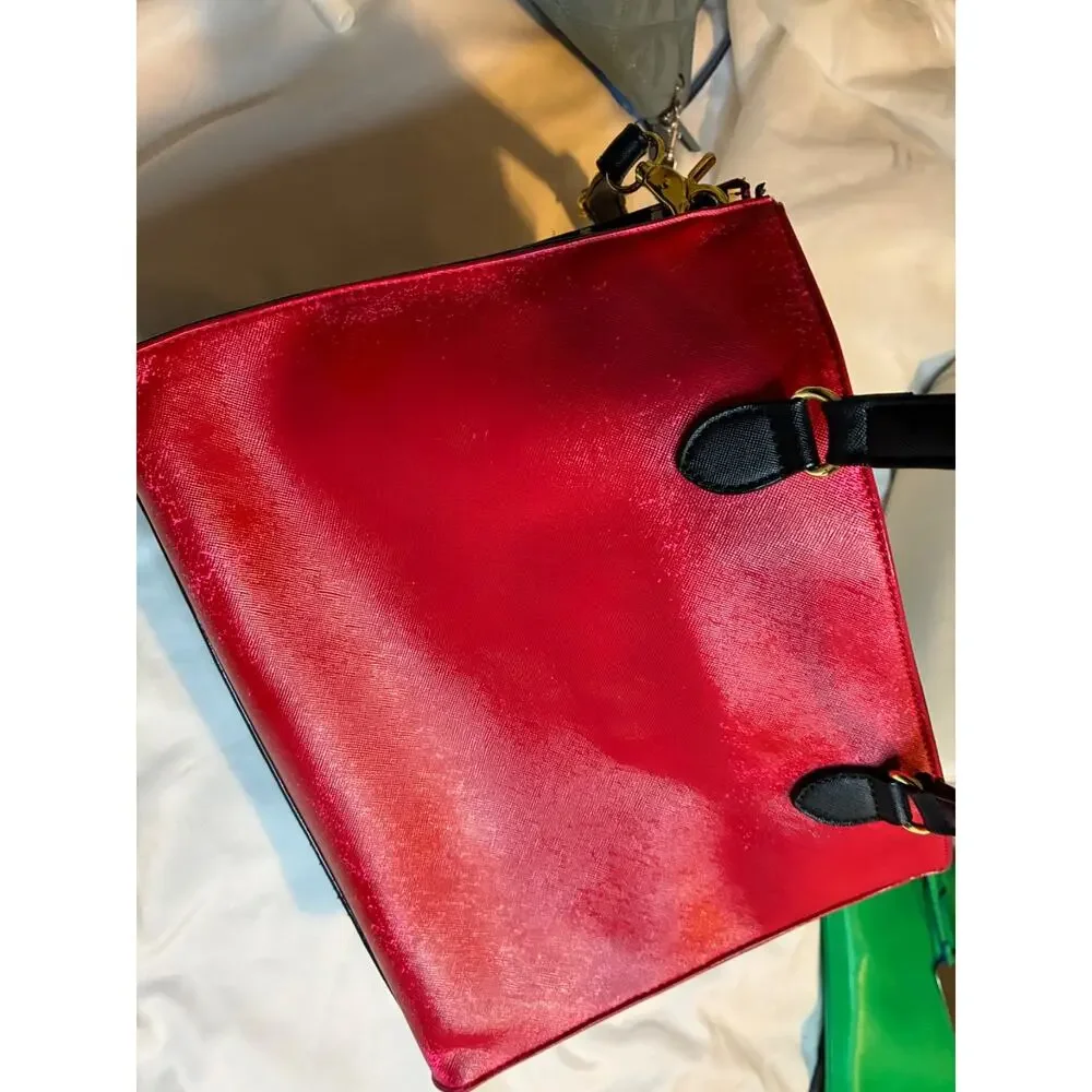 Betsey Johnson Red Black Double Handle Shoulder Bag Purse
